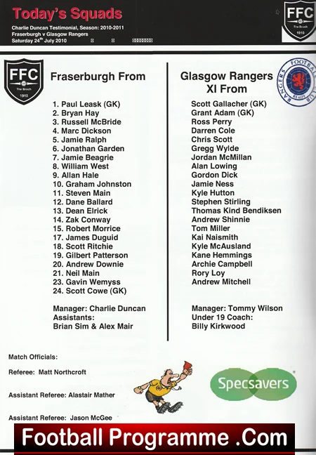 Fraserburgh v Glasgow Rangers 2010 - Highland League Scotland - Image 3