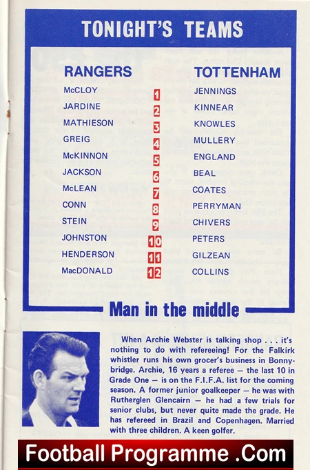Glasgow Rangers v Tottenham 1971 - Friendly Match - Image 2