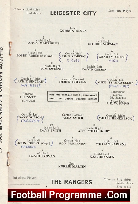 Leicester City v Glasgow Rangers 1967 - Grand Challenge Match - Image 3