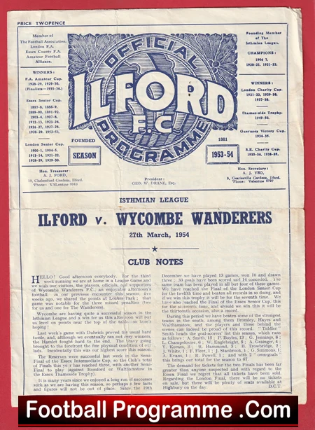 Ilford v Wycombe Wanderers 1954 - Image 2