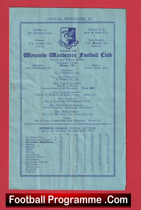 Wycombe Wanderers v St Albans 1954 - Image 2