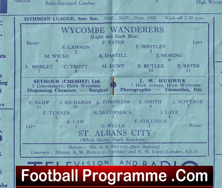 Wycombe Wanderers v St Albans 1954 - Image 3