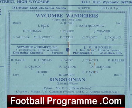 Wycombe Wanderers v Kingstonian 1960 - Image 3