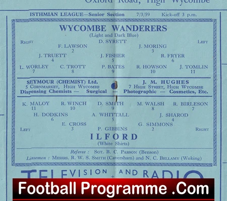 Wycombe Wanderers v Ilford 1959 - Image 2