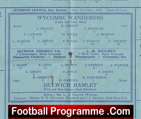 Wycombe Wanderers v Dulwich Hamlet 1956 - Image 3