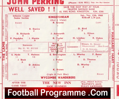 Kingstonian v Wycombe Wanderers 1960 - Image 2