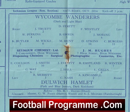 Wycombe Wanderers v Dulwich United 1953 - Image 2