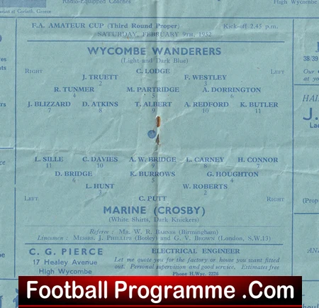 Wycombe Wanderers v Marine Athletic 1952 - Image 3