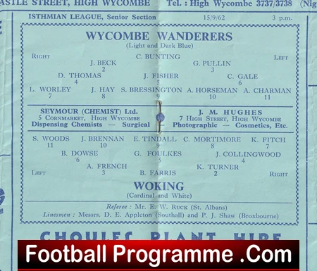 Wycombe Wanderers v Woking 1962 - Image 2