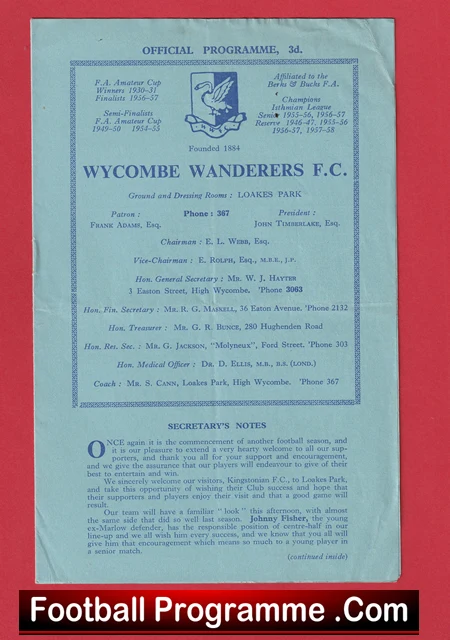 Wycombe Wanderers v Kingstonian 1958 - Image 2