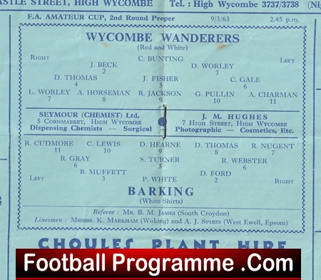 Wycombe Wanderers v Barking 1963 - Image 2