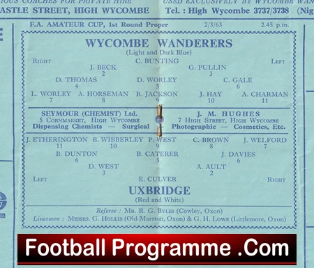 Wycombe Wanderers v Uxbridge 1963 - Image 2