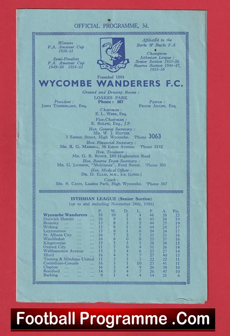 Wycombe Wanderers v Woking 1956 - Image 2