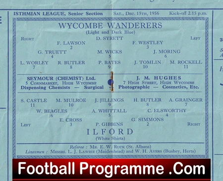 Wycombe Wanderers v Ilford 1956 - Image 2