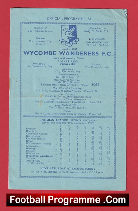 Wycombe Wanderers v Barking 1955 - Image 2