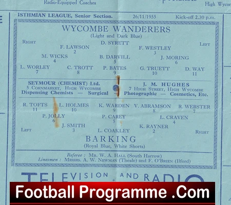 Wycombe Wanderers v Barking 1955 - Image 3