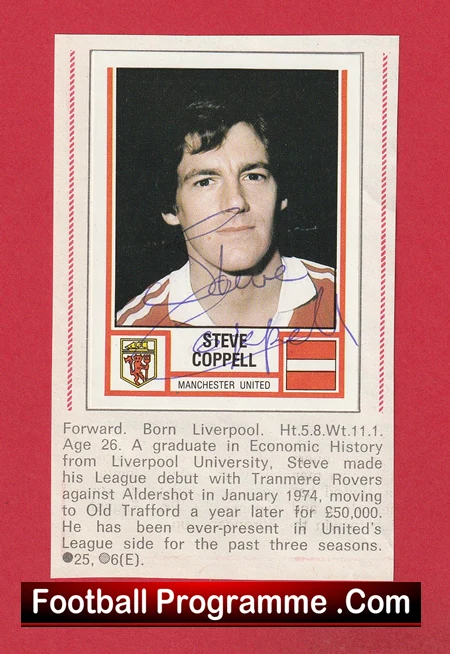 Manchester United Steve Coppell Autographed Signed Football Sticker - Image 2