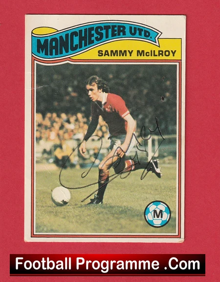 Manchester United Sammy McIlroy Autograph Signed Football Card Man Utd - Image 2
