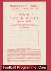 Manchester United Official Token Sheet 1969 – 1970