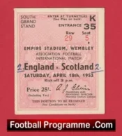 England v Scotland 1953 – Match Ticket Wembley