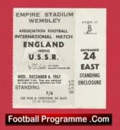 England v Russia 1967 – Match Ticket