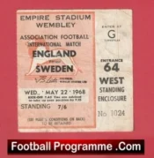 England v Sweden 1968 – Football Match Ticket