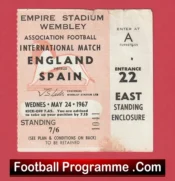 England v Spain 1967 – Match Ticket