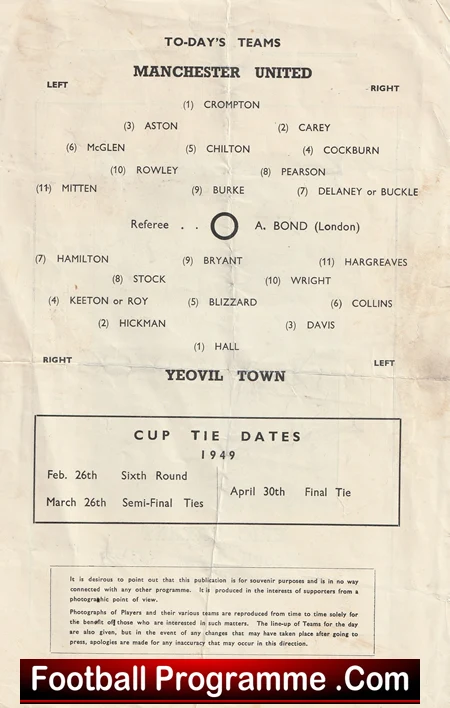Manchester United v Yeovil Town 1949 - 1940's Man Utd Pirate - Image 3