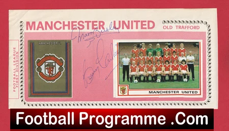 Manchester United Matt Busby + Bobby Charlton Signed Panini 1982 - Image 2