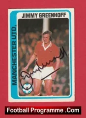 Manchester United Jimmy Greenhoff Autographed Signed Football Card Man Utd