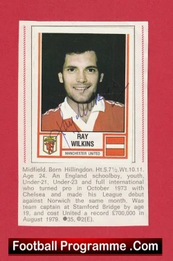 Manchester United Ray Wilkins Autographed Signed Football Sticker