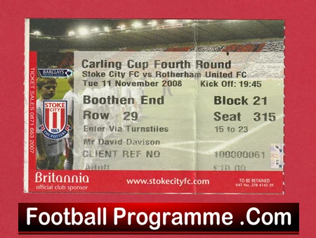 Stoke City v Rotherham United 2008 - Football Ticket - Image 2