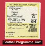 England v Northern Ireland 1976 – Football Ticket