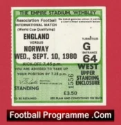 England v Norway 1980 – Football Ticket