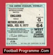 England v Holland 1977 – Football Match Ticket Netherlands