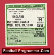 England v Czechoslovakia 1978 – Football Match Ticket