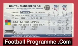 Bolton Wanderers v Manchester United 2002 - Football Ticket
