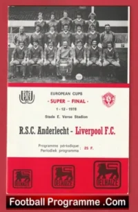 Anderlecht v Liverpool 1978 – European Super Cup Final
