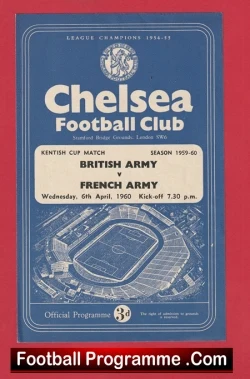Army v French Army 1960 - at Chelsea France Team - football programme