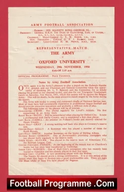 Army v Oxford University 1950 - Army Football 1950s - football programme