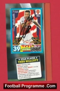 Arsenal Theo Walcott Autograph Signed Football Card + Sheet