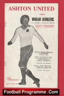 Ashton United v Wigan Athletic 1978 - FA Trophy - football programme