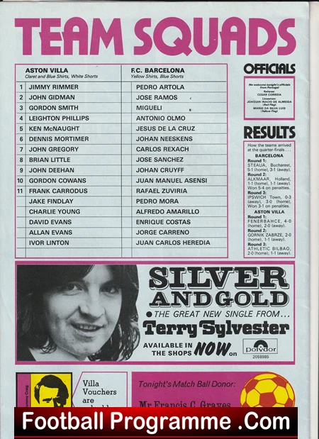 Aston Villa v Barcelona 1978 - Villa Park UEFA Cup - Image 3