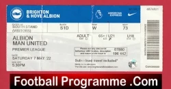 Brighton Hove Albion v Manchester United 2022 - Football Ticket - football memorabilia