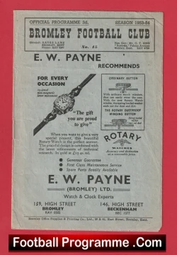 Bromley v Wycombe Wanderers 1953 - football programme