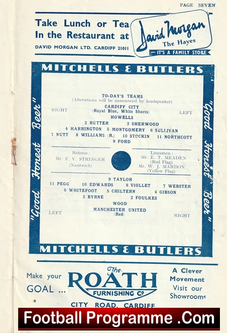 Cardiff City v Manchester United 1955 - Man Utd - Image 3