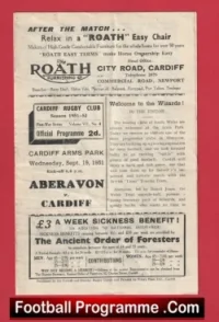 Cardiff Rugby v Aberavon 1951 – 1950s Rugby Programmes