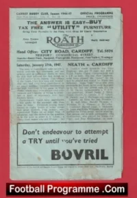 Cardiff Rugby v Neath 1947 – 1950s Rugby Programmes