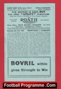 Cardiff Rugby v Newport 1946 – 1940’s Rugby Programmes