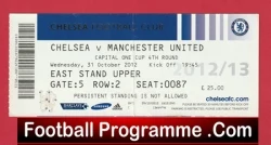 Chelsea v Manchester United 2012 - League Cup Football Ticket - football memorabilia
